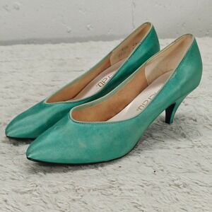 VTG Amerati Seafoam Green Satin Pump High Heels Womens 7.5